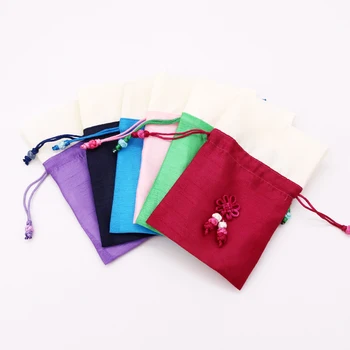 

Chinese knot 10x15cm 5pcs Handmade Silk Embroidery Padded Small Jewelry Gift Storage Pouch Bag Case Satin Coin Purse Wholesale