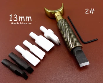 

1set Leather Craft Double Bearing Swivel Carving Knife Cutter Tool +6pcs Blade - Stamping Stylus Spoon Embossing Creaser Groover