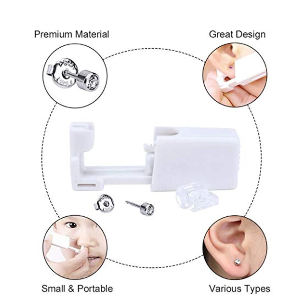 1/2Pcs Disposable Sterile Ear Piercing Unit Cartilage Tragus Helix Piercing Gun No Pain Piercer Tool Machine Kit Stud Jewelry