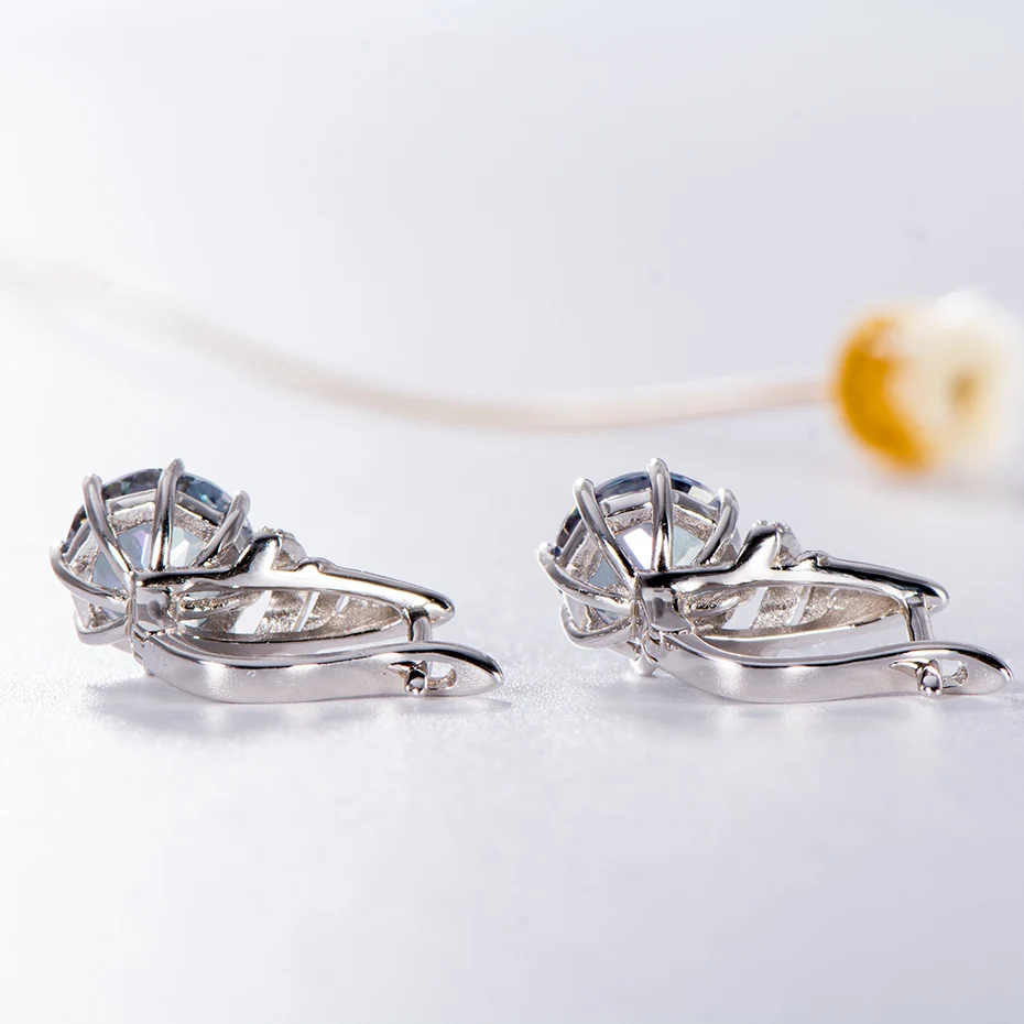 Kuolit 4.7ct натуральный Blueish Мистический Кварц, клипсы для женщин, 925 пробы, серебро, драгоценный камень, хорошее ювелирное изделие, подарок на помолвку