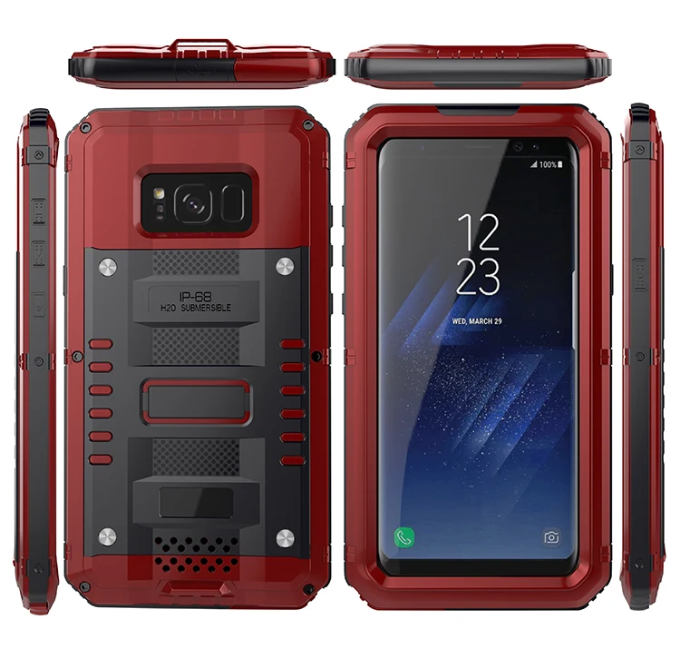 Защитный чехол с 3 защитой для samsung S8 Plus S8+ металлический алюминиевый грязевой шок Водонепроницаемый IP68 чехол для samsung S8P тяжелый прочный Чехол - Цвет: red