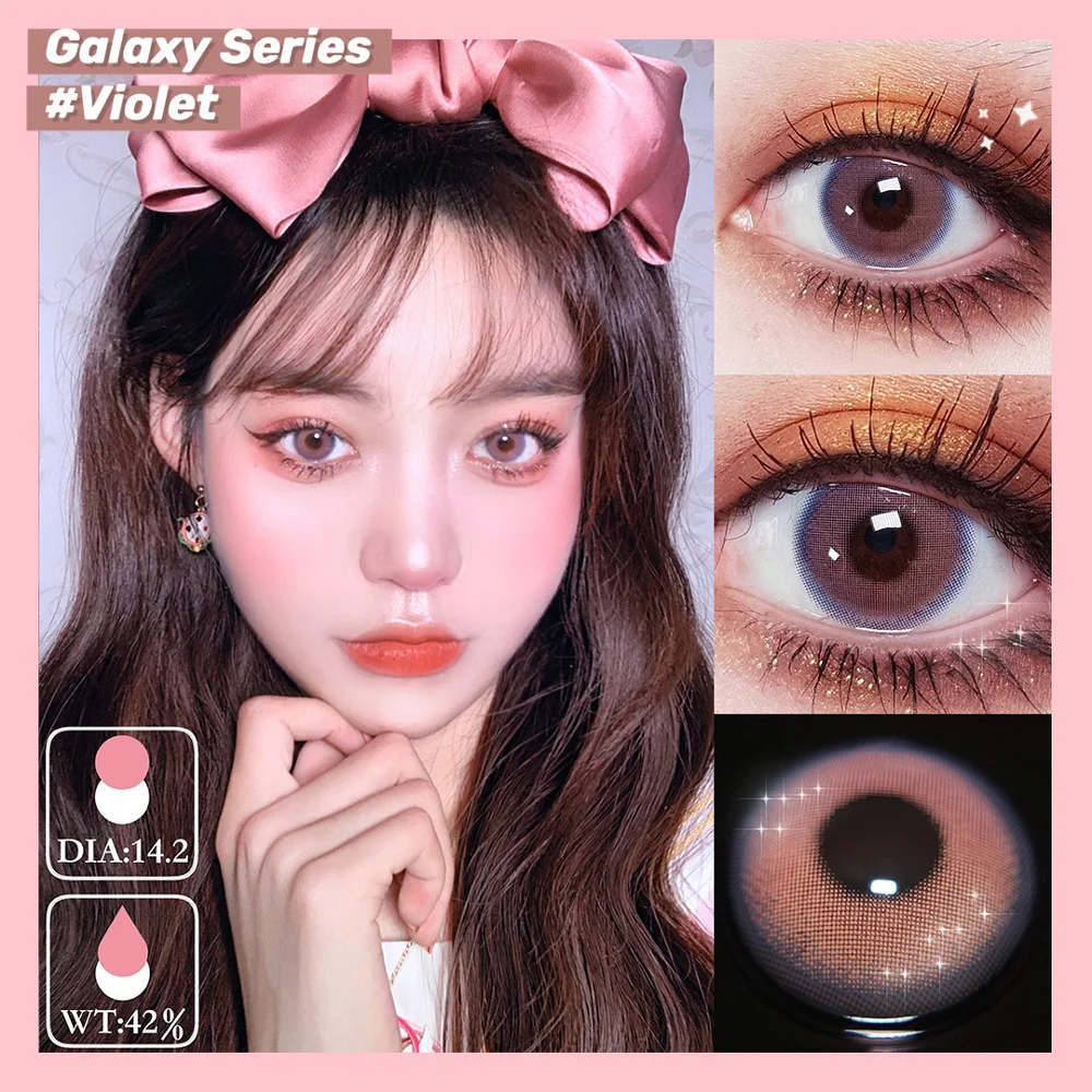 

EASYCON Colored Contact Lenses for eyes pink Blooming Makeup exclusive Cosplay 2pcs/pair soft Eyes myopia prescription degree