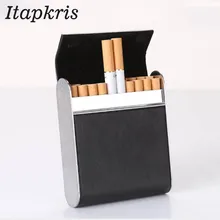 Мода Держать 20 сигарет коробка из искусственной кожи бизнес-держатель для табака металлическая кожа держит сигареты мужчины подарочная коробка
