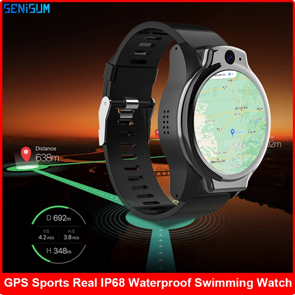 

2021 New IP68 5ATM Waterproof 4G Smart Watch Men 4GB 64GB Dual Camera 13MP Android OS 10 Smartwatch WIFI GPS Sport Phone Watch