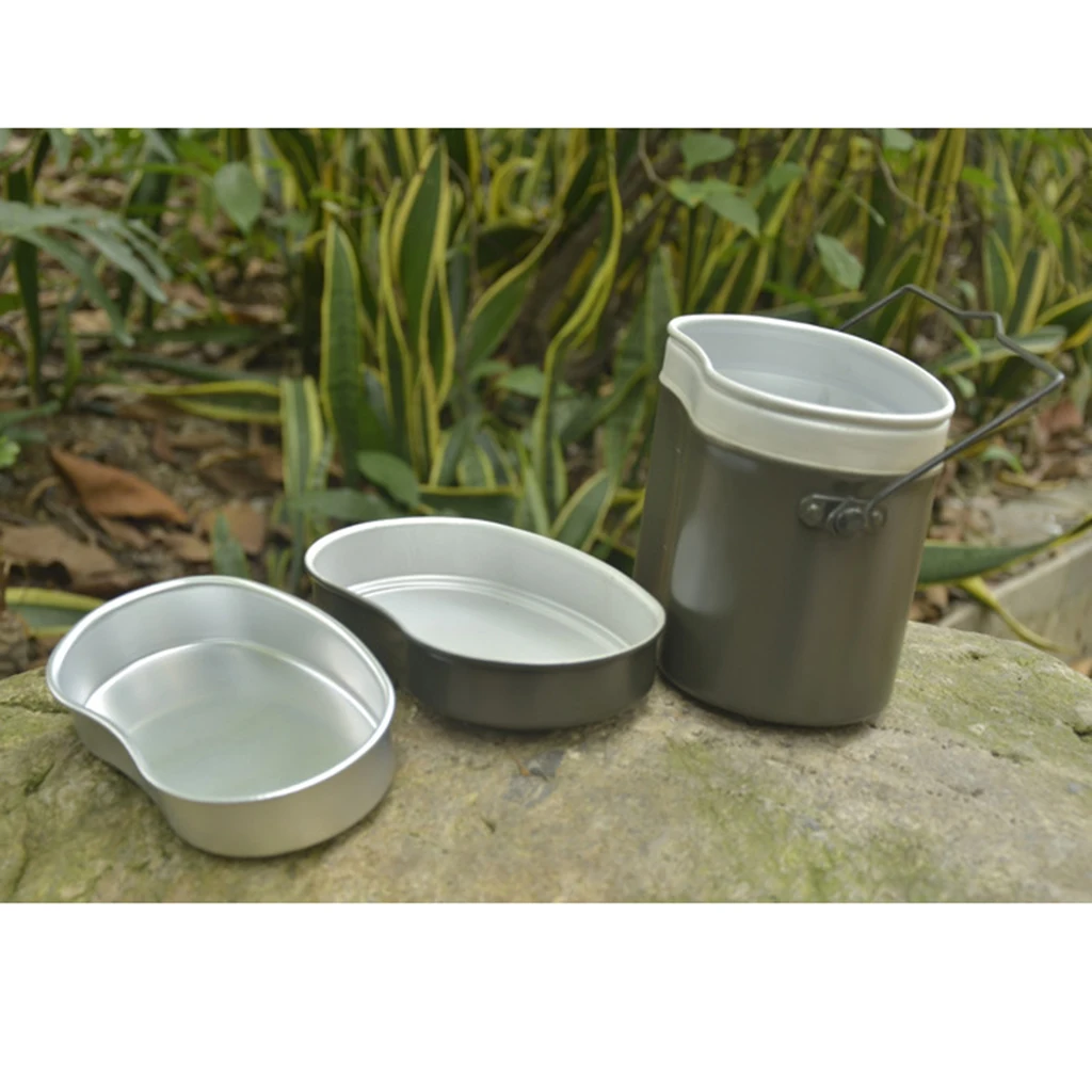 Lightweight Outdoor Lunch Box Army Soldier Set Mess Kit Canteen Kettle Pot Food Cup Bowl