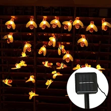 

30 LEDS Solar Powered Cute Honey Bee Led String Fairy Light Outdoor String Lights Patio Garden Decoration