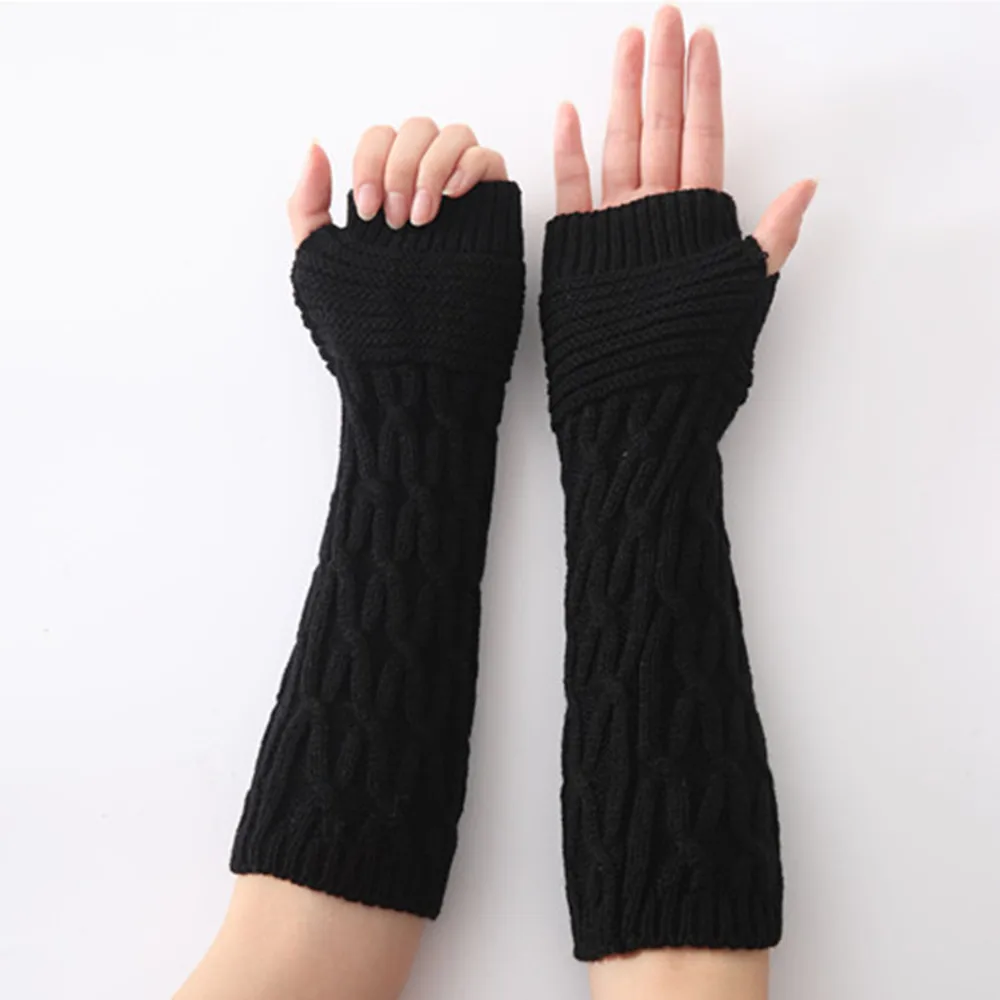Unisex Men Ladies Fingerless Gloves Winter Warm Soft Knitted Mittens ST020