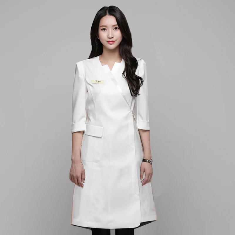 

Korean Version Of Sap Beauty Salon Skin Manager Work Clothes Beautician Dress Short Sleeve Korean Tattoo Manicurist