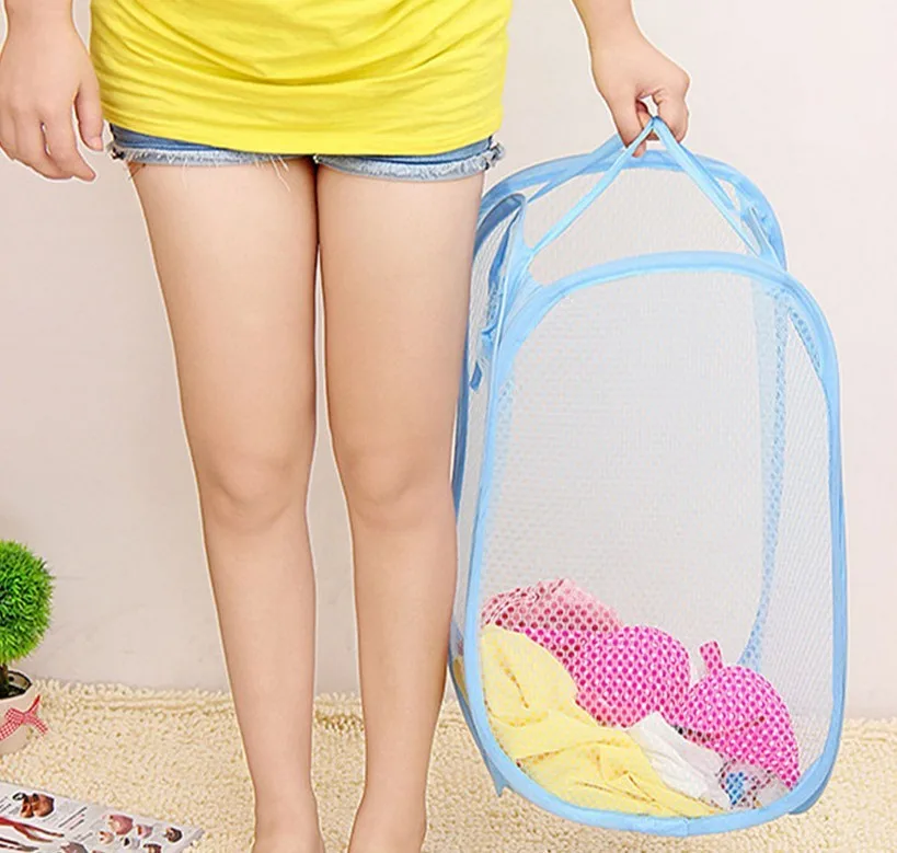 Network-well multicolour folding laundry basket Dirty clothes/toy storage basket finishing basket