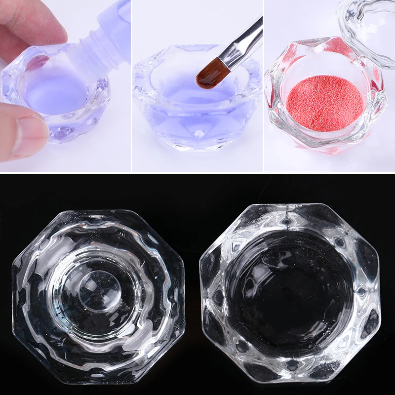 1PC Crystal Glass Acrylic Acrylic Powder Liquid Nail Cup Dappen Dish Lid Bowl Cup Holder Equipment  Nail Tools 2