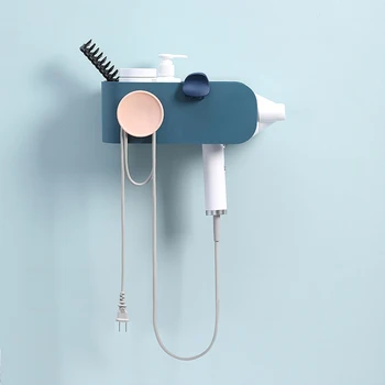 

Wall Mounted Hair Dryer Holder Nordic Style Hair Dryer Stand Hanging Makeup Storage Drawer Bathroom Accessories Wall Shelf