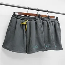Techwear Men's Clothing RHUDE Embroidery Logo Drawstring Heavy Fabric Shorts Vintage Sweatpants Men's Women's Pants Streetwear