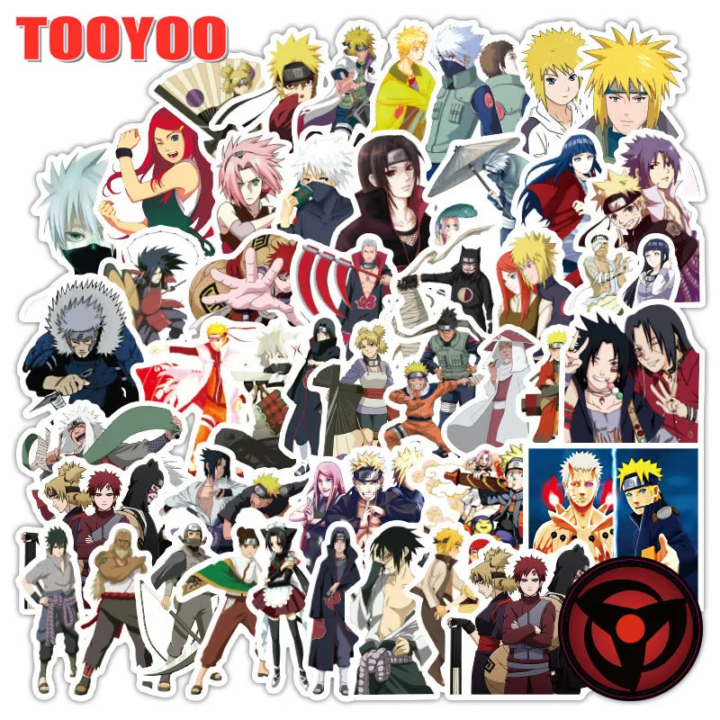 100Pcs/set Japan Anime Sasuke Naruto Stickers For DIY TOY Skateboard Snowboard Laptop Luggage Bicycle Suitcase Kids Stickers