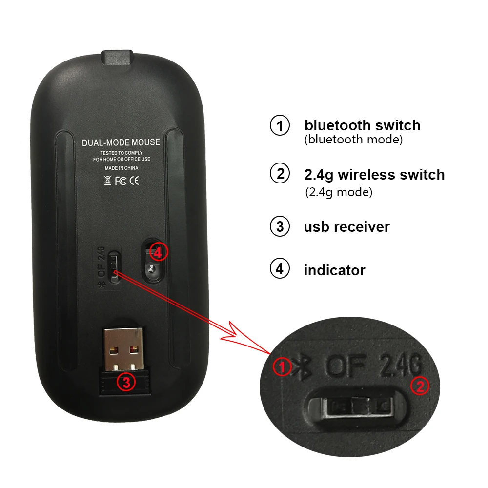 2 4G беспроводной + bluetooth мышь двойной режим Тихая беззвучная перезаряжаемая Мыши