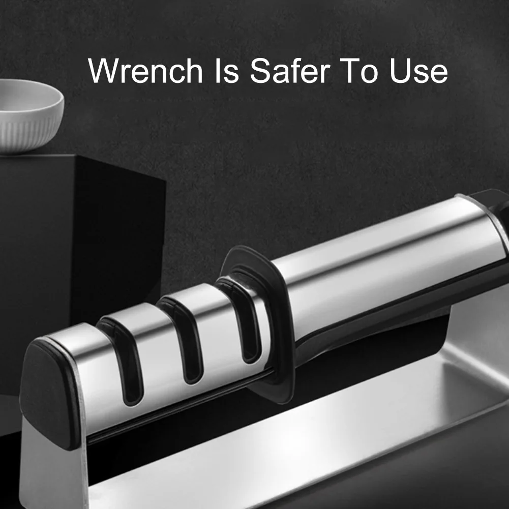 Knife Sharpener Non-slip Portable Durable Knife Sharpener Stainless Steel 3 Stages Knife Sharpener Grinder Sharpening Stone Home