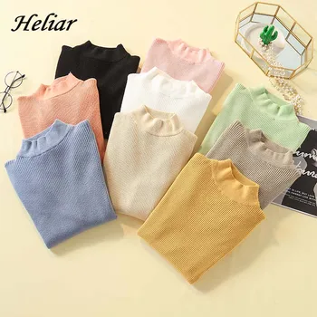 

Heliar Solid Plain Round Neck Autumn Winter Sweater Female Candy Colors Knitted Casual Thin Street Tops Sweater For Women