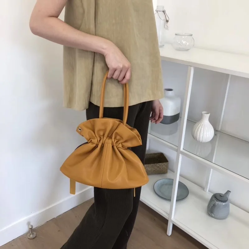 

Fashion Ruched Women Handbags Designer Drawstring Female Shoulder Bags Luxury Pu Leather Crossbody Bag Small Buckets Bag Totes