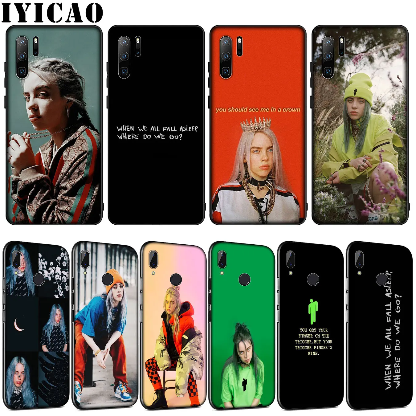

IYICAO Billie Eilish Rapper Soft Silicone Case for Huawei P30 P20 Pro P10 P9 Lite Mini 2017 2016 P Smart Z Plus 2019