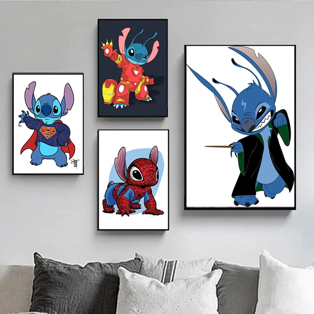 Disney lilo & stitch anime pintura em tela arte da parede dos