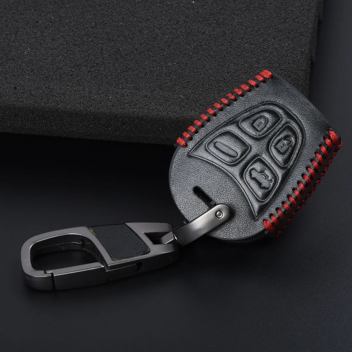 

1* 4 Button Car Smart Key Leather Protector Case For SAAB 9-3 93 2003~2009
