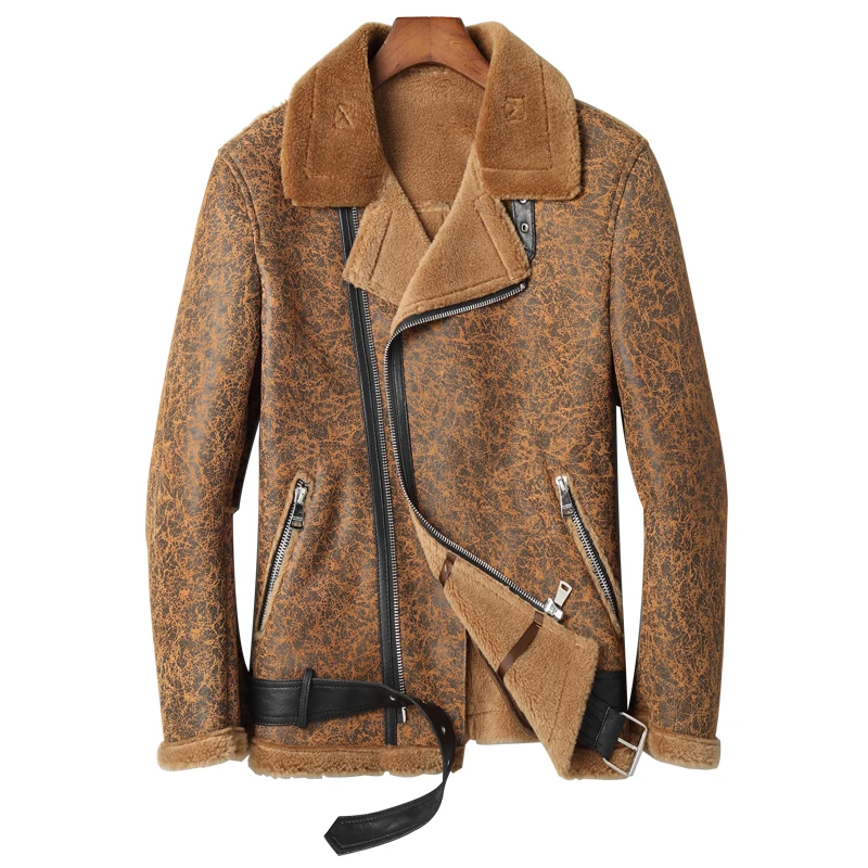 Nieuwe 2019 Real Shearling Bont Jas Dikke Warme mannen Lederen Jas Winter Uitloper Mode Echt Lederen Jassen Luipaard Print 5XL Nieuwe 2019 Real Shearling Bont Jas Dikke Warme mannen Lederen Jas Winter Uitloper Mode Echt Lederen Jassen Luipaard Print 5XL