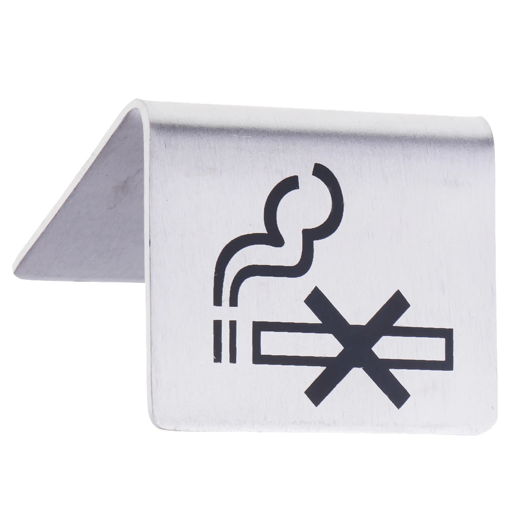 Metal No Smoking Signs Table Tents for Restaurants, Store, Hotel, Weddings non-brand Double Side Tabletop Signs  5.5x5x4 cm 
