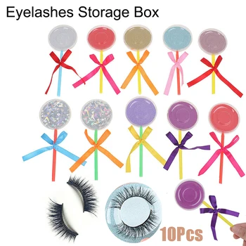 

10pcs Lollipop Design Eyelash Packaging Box Bowknot Decor Lashes Boxes Pair of False Eyelashes Independent Packing Boxes Random
