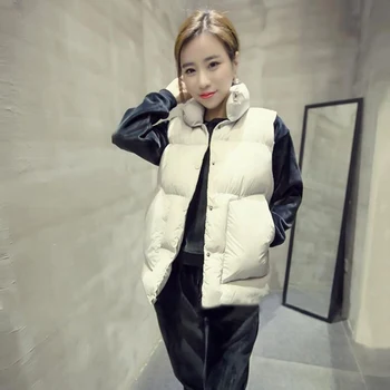 

High Quality Autumn And Winter Women Cotton Vest White Duck Down Soft Warm Waistcoat Plus Size XL Female Outwear Brand Vest Coat