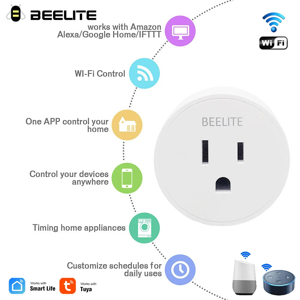 WiFi Outdoor Smart Plug, Alexa Smart Plugs That Work with Alexa Google Home for Voice Control, Wireless Remote App Control Smart Outlet Timer with 2