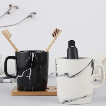 

Creative European Marble Pattern Ceramic Mouthwash Cup Couple Toothbrush Mug Set Bathroom Supplies YHJ40308