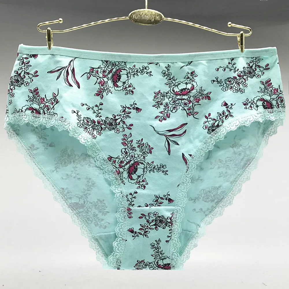 Underwear women cotton plus size panties sexy print floral briefs large woman cute ladies girls intimate2