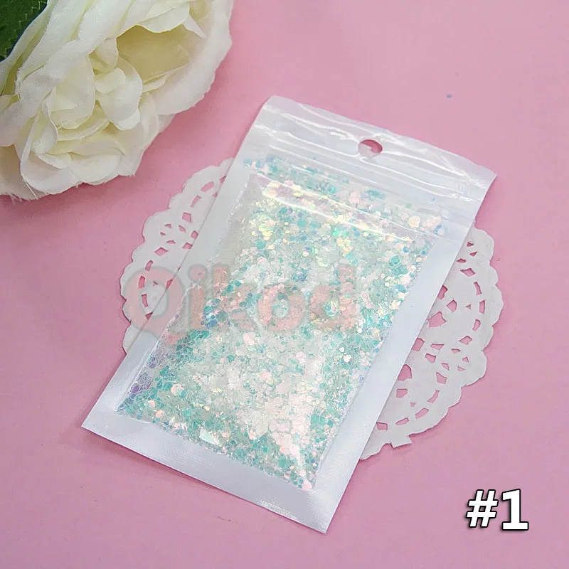 10 г/шестигранный блеск DIY лак для ногтей клей гель слизи наполнитель подарок для детей Звезда Сердце шестигранник блесток Декор Аксессуары игрушки - Цвет: Gift 1
