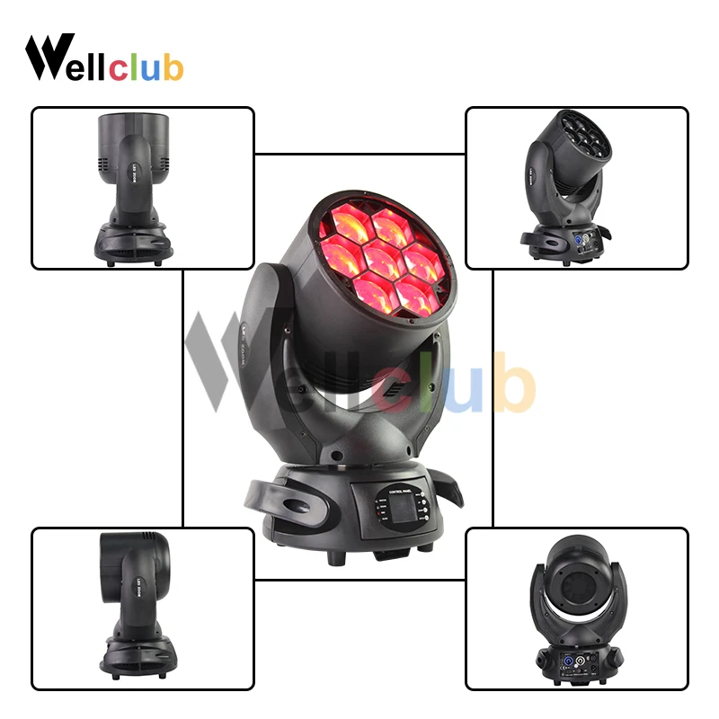 2pcs With RoadCase 7x40W RGBW 4in1 Zoom Moving Head Light Beam Wash Led Dmx Dj Light For Disco Bar Wedding Nightclub