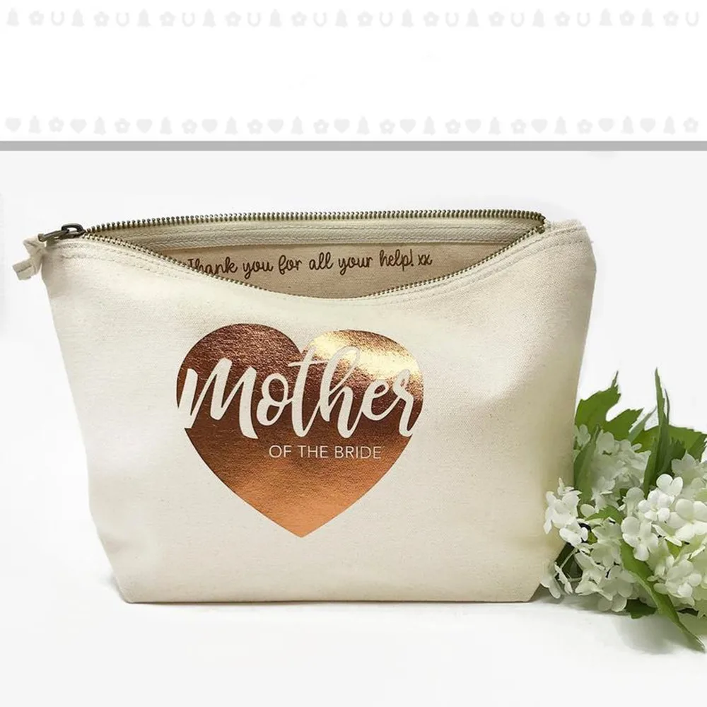 

custom gold heart mother of bride cosmetic maid of honor Make Up bag,MakeUp Bags,Wedding proposal, thank you gift,Bridal Party