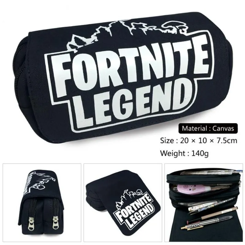 FOR- New fashion students PU printed canvas zipper pencil bag multi-function two layers of stationery pen boxes student supplies - Цвет: 7