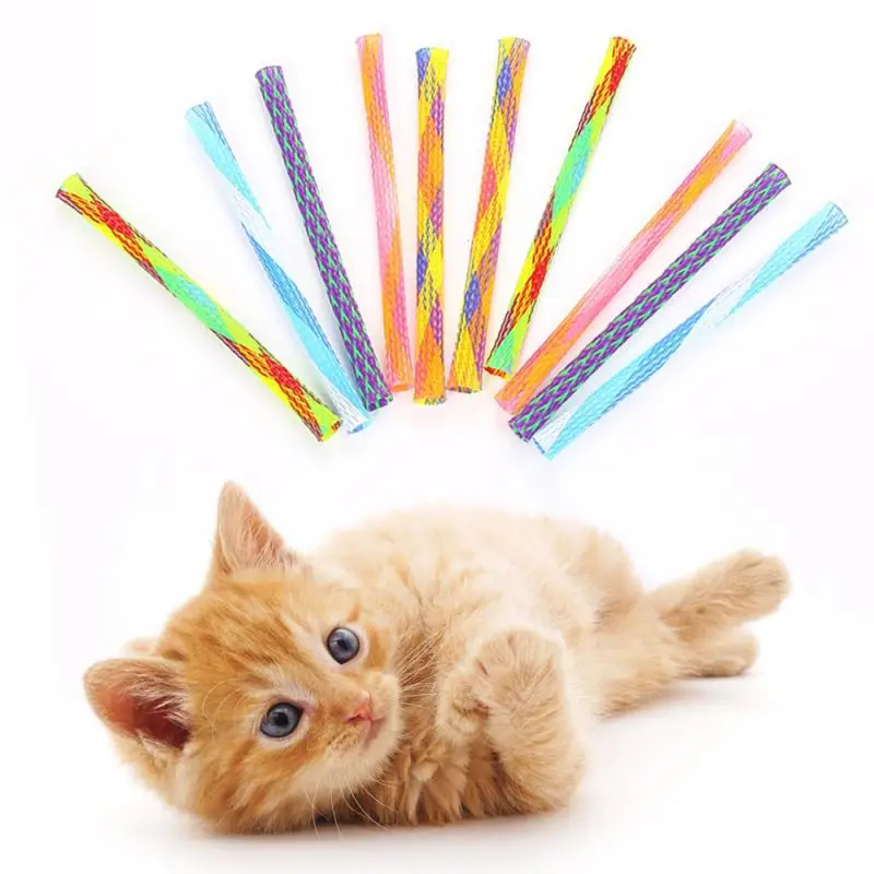 Random Color Nylon Cat Toys Funny Cat Stick Telescopic Rod Pet Toys 13CM DIY Fidget Toy Multiple Ways To Play