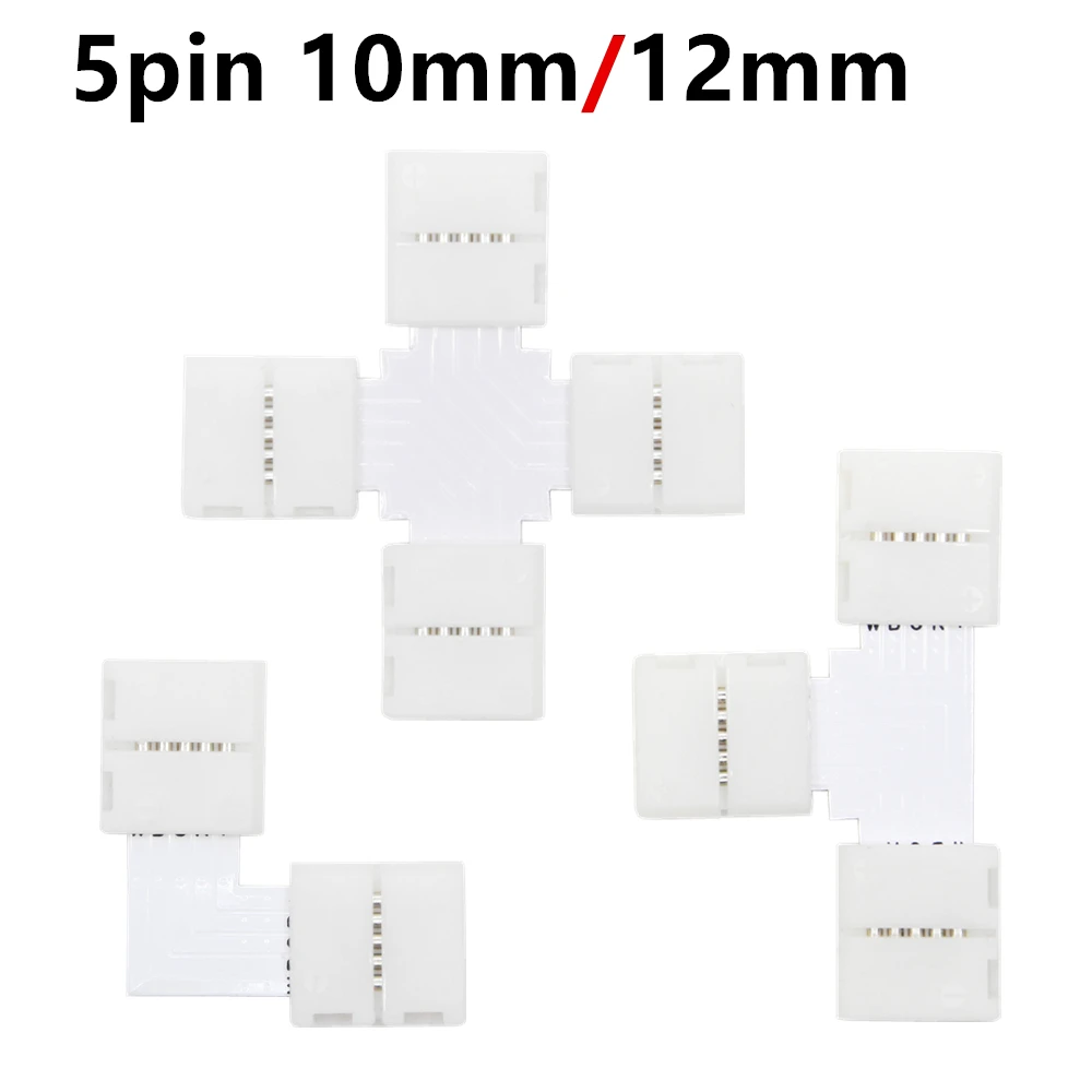 2pin/3pin/4pin/5pin угловой разъем 8 мм/10 мм/12 мм Ширина T/L/X форма паяный соединитель 5050 Ws2812b Светодиодная лента без пайки