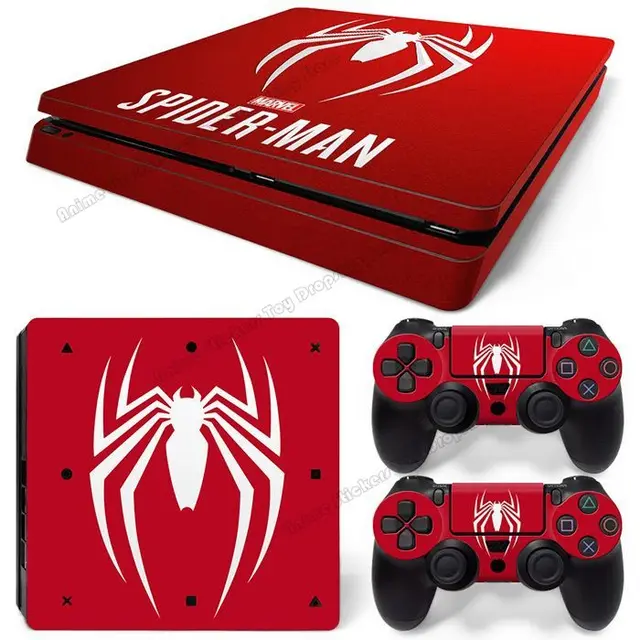 Disney PVC Skin Sticker PS4 Slim Game Console Full Body Marvel Spiderman Cartoon Gamepad Cover for Controller Decal Accessories TN-PS4Slim-2003