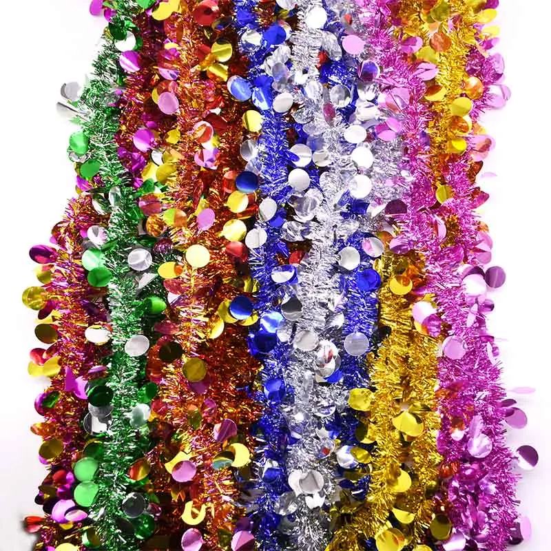 

2m Multicolor Bar Christmas Tree Omament Garland Foil Tinsel Ribbon Christmas Garland Christmas Eve Decoration Party Supplies