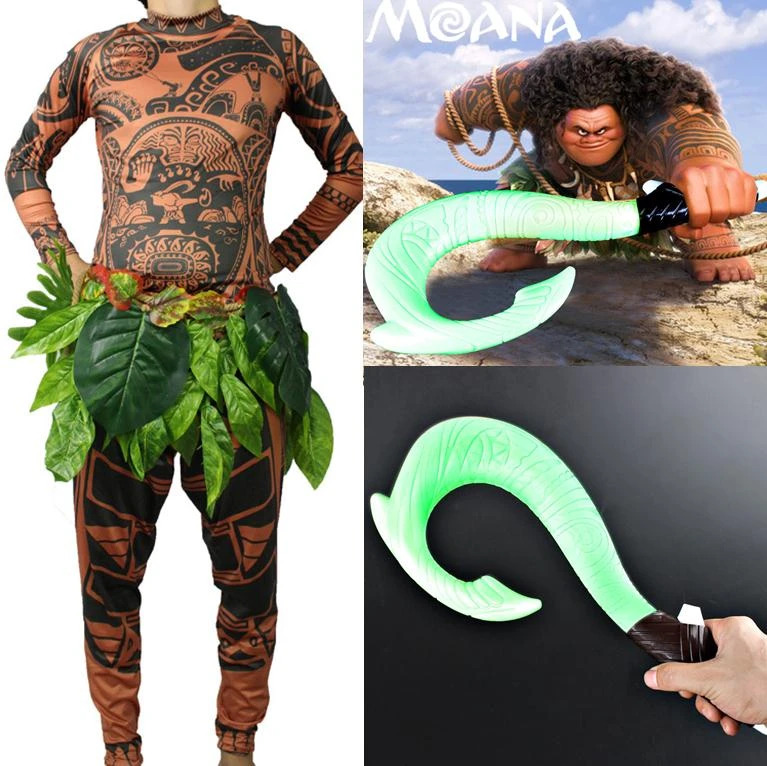 Kid Adult Moana Cos Maui Cosplay Costumes Tattoo Top Pants Leaves Belt Vocal Shiny Hook Halloween Carnival Disguisement Movie Tv Costumes Aliexpress