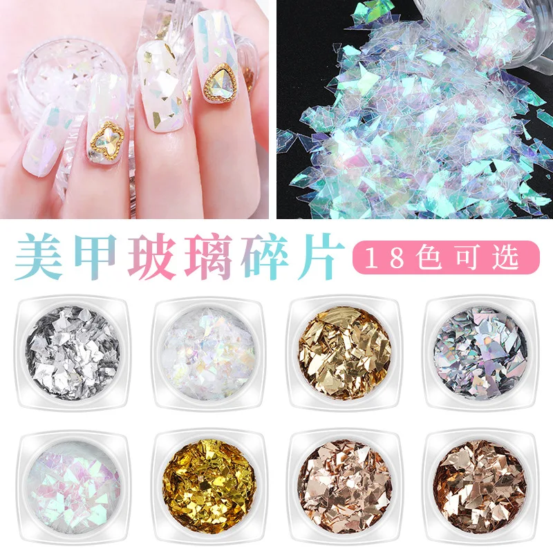 

Nail Art Decoration Nail Cellophane Nail Sticker Colorful Cellophane Fragments Net Red Same Irregular Symphony Aurora Paper