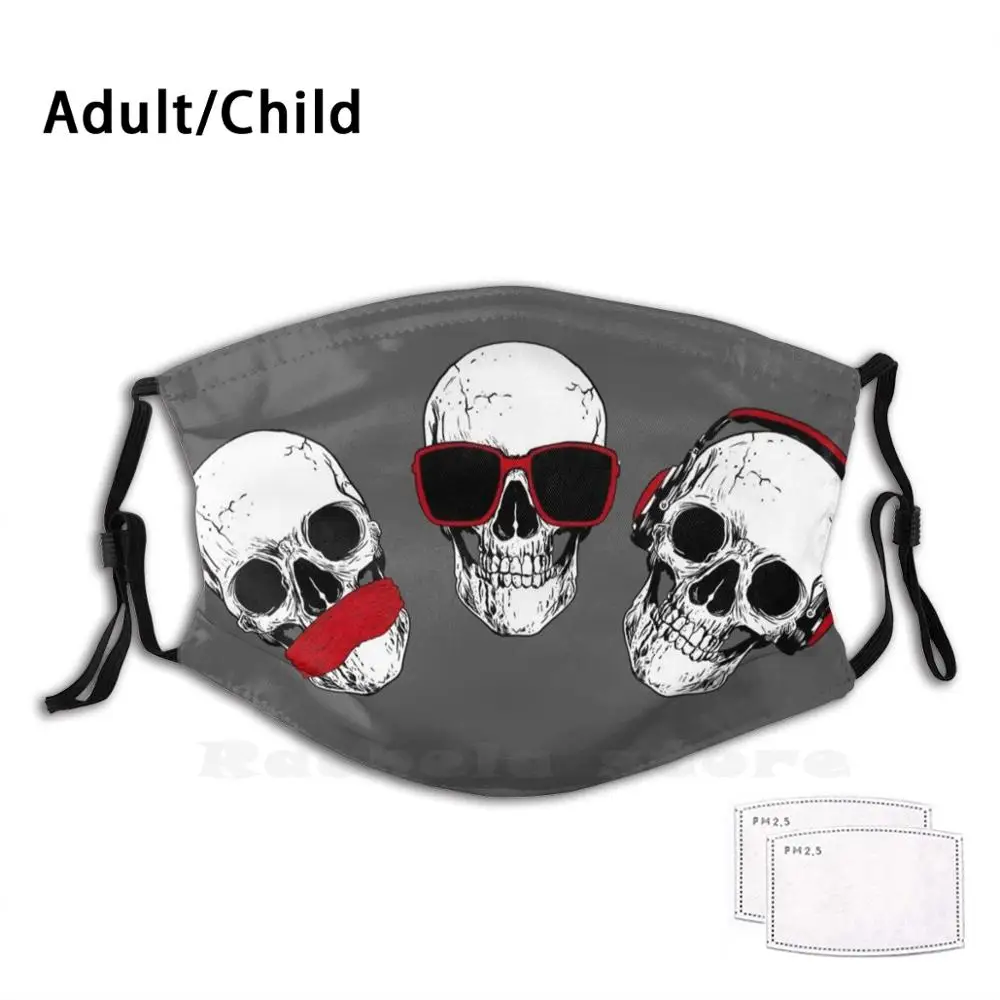 

Speak No Evil , See No Evil , Hear No Evil Print Washable Filter Anti Dust Mouth Mask Punk Inspirational Motivation Be More Evil