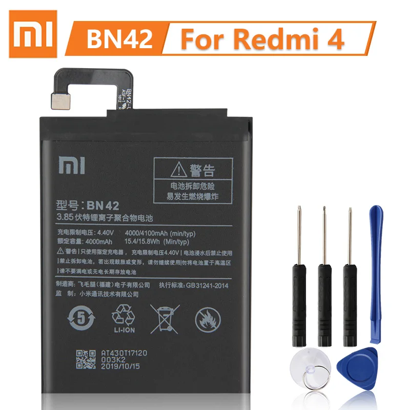 Оригинальный сменный аккумулятор XiaoMi BN30 BN42 BN40 BM47 для Xiaomi Redmi 4A 4 Pro 3 3S 3X 4X