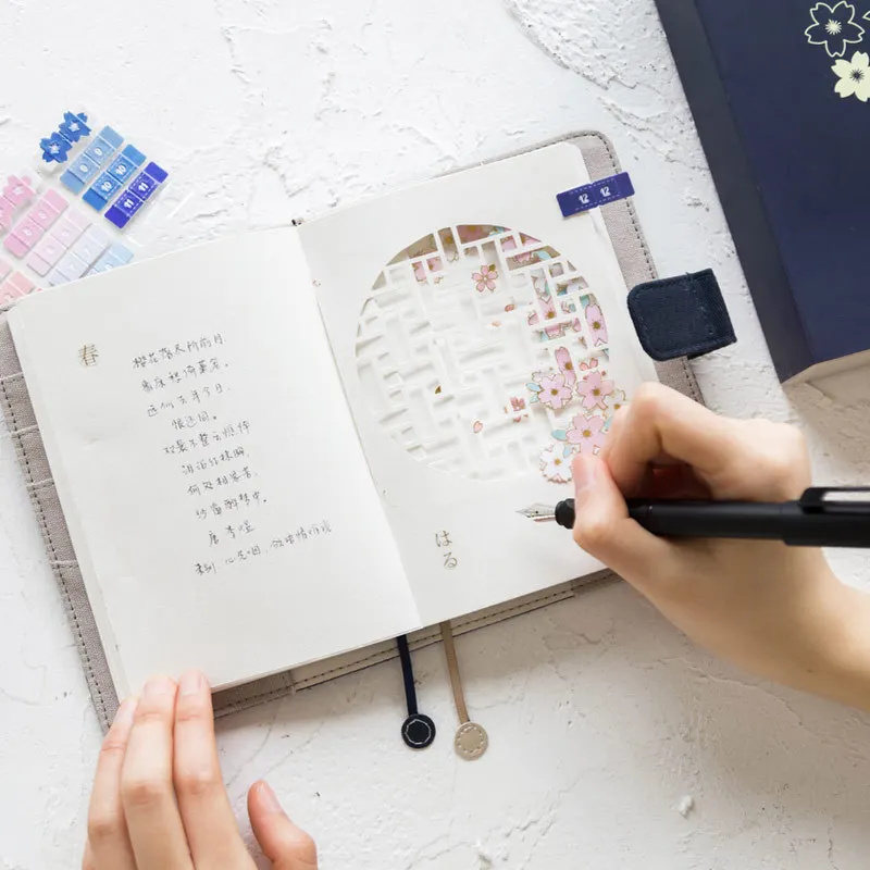 A6 самонаполнение календарь расписание Вышивка Ткань Сакура дневник тетрадь японский Ежемесячный план еженедельник цвет подарок для девочки