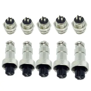 

5PCS 5A 12MM 4 Pin Female Aviation Connector Plug + 5PCS 5A 12MM 4 Pin Male Aviation Connector Plug