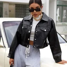 2021 Street Style Women's Autumn PU Leather Jacket Fashion Short BF Wind Long-sleeved Motorcycle Clothing Leather Jacket Women