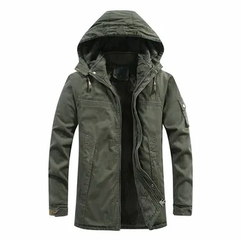 

Men's Winter Parker Coat Mens Casual Long Thicken Jacket Plus Velvet Hooded Jacket Male Brand Clothing M~4XL SA820