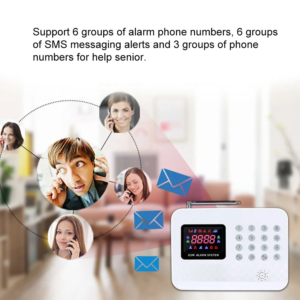 GSM Alarm System with Digital LCD Display Wire-less Home Security System with Remote Control