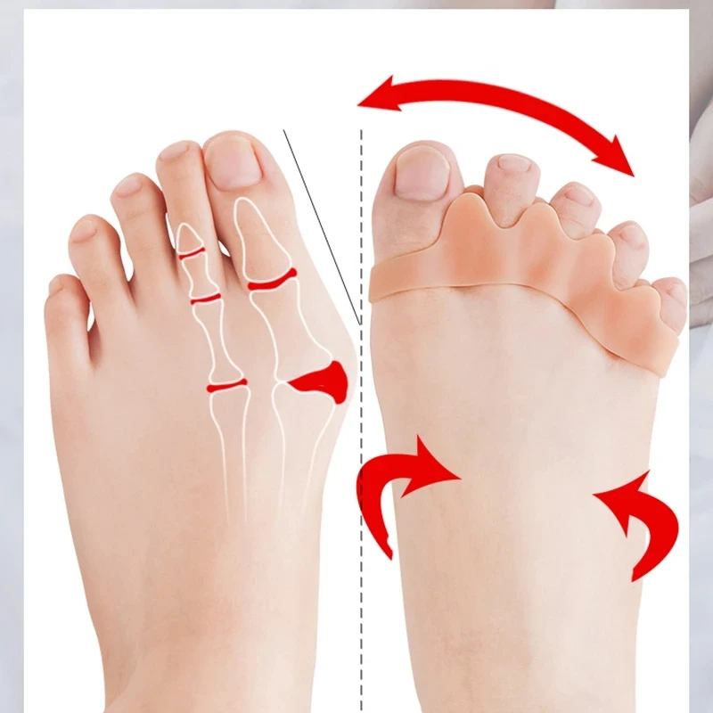 2pcs = 1pair Soft Gel Toe Separator Spacers For Bunion Corrector Overlapping Toe Straightener Foot Care Tool Protective Stretchers toe separators toe corrector toe spreader finger toe separator toe protectors