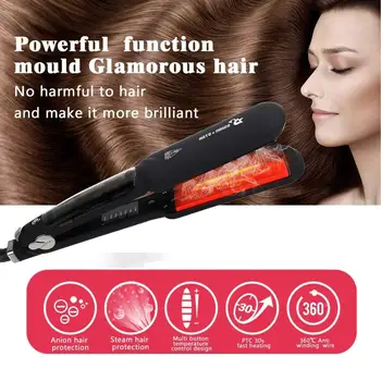 

Infrared Steam Straighteners for Hair Professional Steam Infrared Hair Iron with 2 Inch Wide Ceramic Tourmaline Plates Hair Iron